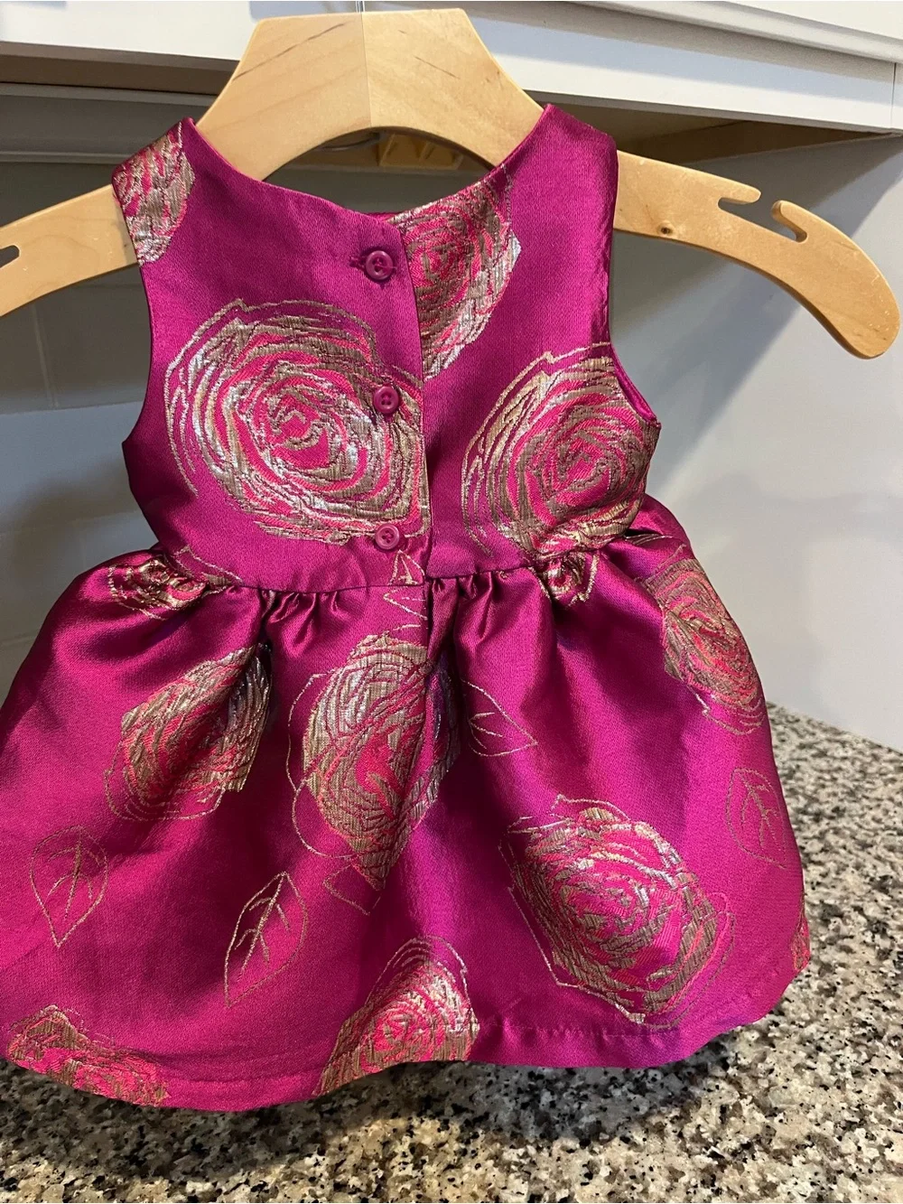 The Children's Place Girls 12-18M Purple/Gold Floral Sleeveless Lined Dress